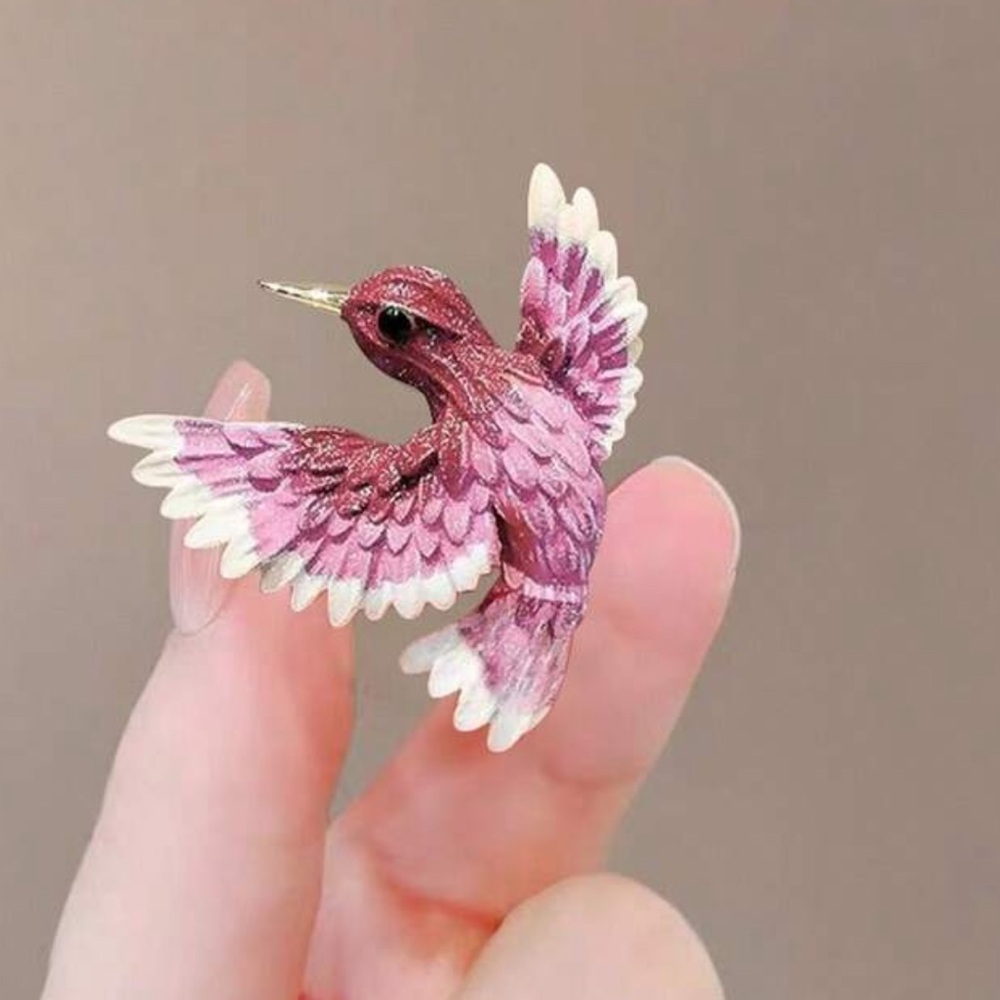 Pink Bird Brooch, Pink Mocking Jay Brooch